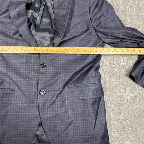 Peter Millar Flynn Classic Fit Blue Gray Plaid Wool Sport Coat Blazer Jacket 40R - Picture 3 of 11